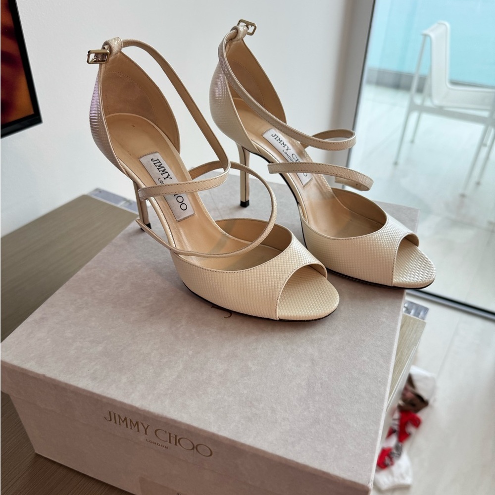Jimmy Choo emsy 85 lizard effect peep toe